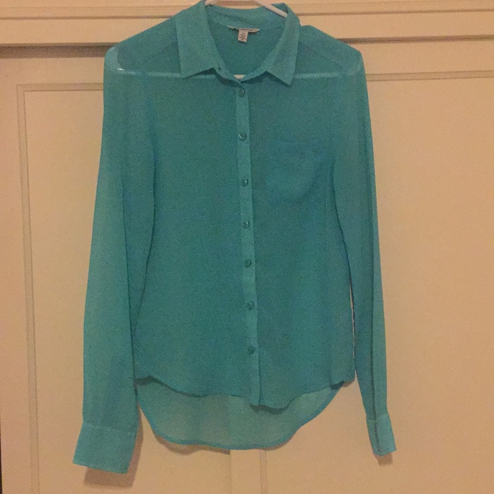 Sheer Teal Dress Blouse 💫